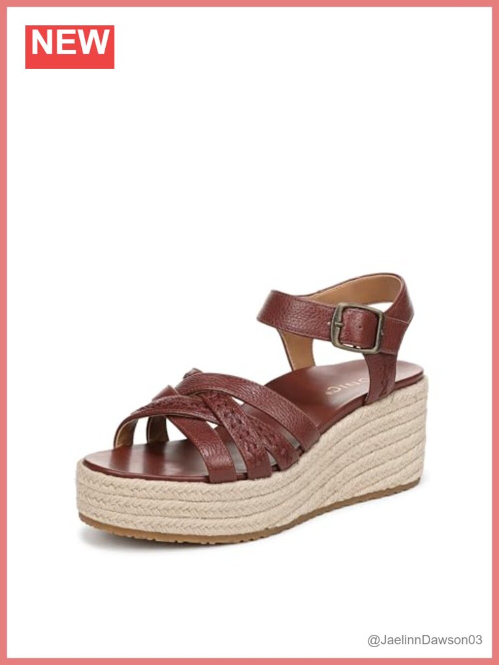 Vionic Dana Leather Espadrille Wedge Sandals Orthotic Arch Support